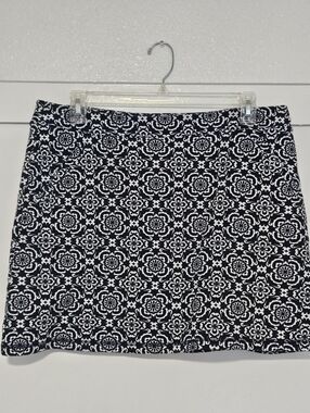 Talbots Classic Black & White Floral Mini A-Line Skirt